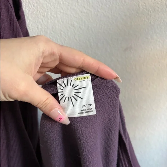Aerie Deep Purple Off-Shoulder Sweatshirt - Picture 4 of 4